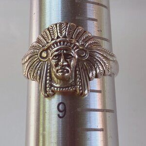 * SOLD* Vintage Native American Chief's head sterling silver ring